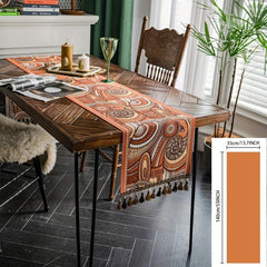 Polyester Table Runner Cashew Jacquard Retro Style