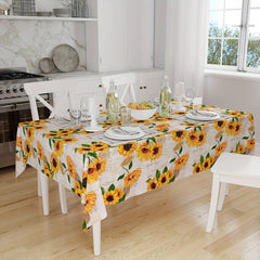 Stain Resistant Sunflower Tablecloth - Waterproof & Washable