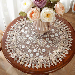 Beige Jacquard Satin Table Mat Embroidery