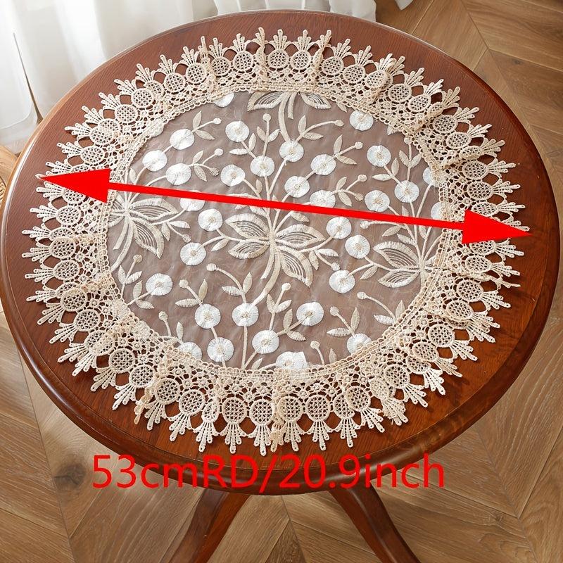 Beige Jacquard Satin Table Mat Embroidery