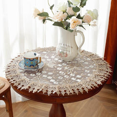 Beige Jacquard Satin Table Mat Embroidery