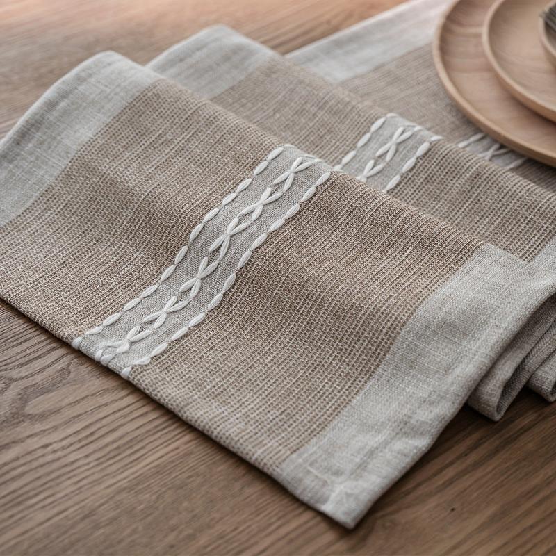 Nordic Geometric Table Runner with Tassel, Hand Woven, Tea Cover Cloth