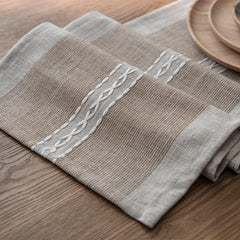 Nordic Geometric Table Runner with Tassel, Hand Woven, Tea Cover Cloth