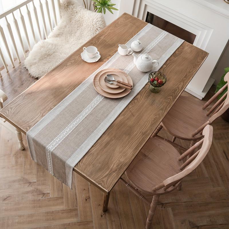 Nordic Geometric Table Runner with Tassel, Hand Woven, Tea Cover Cloth