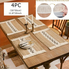 4pc Polyester Placemats Square Farmhouse Table Mat Non Slip Heat Insulation Pad
