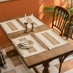 4pc Polyester Placemats Square Farmhouse Table Mat Non Slip Heat Insulation Pad