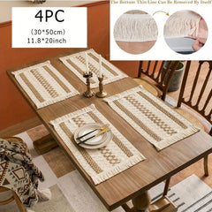 4pc Polyester Placemats Square Farmhouse Table Mat Non Slip Heat Insulation Pad