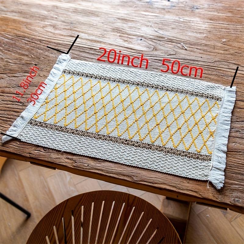 4pc Polyester Placemats Square Farmhouse Table Mat Non Slip Heat Insulation Pad