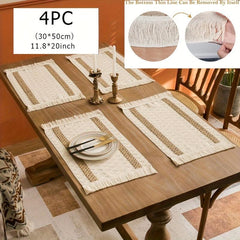 4pc Polyester Placemats Square Farmhouse Table Mat Non Slip Heat Insulation Pad