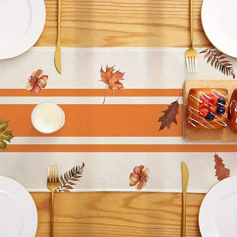 Fall Table Runner Autumn Watercolor Floral Pattern Maple Leaf