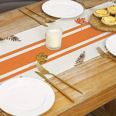 Fall Table Runner Autumn Watercolor Floral Pattern Maple Leaf