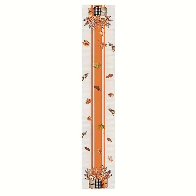 Fall Table Runner Autumn Watercolor Floral Pattern Maple Leaf