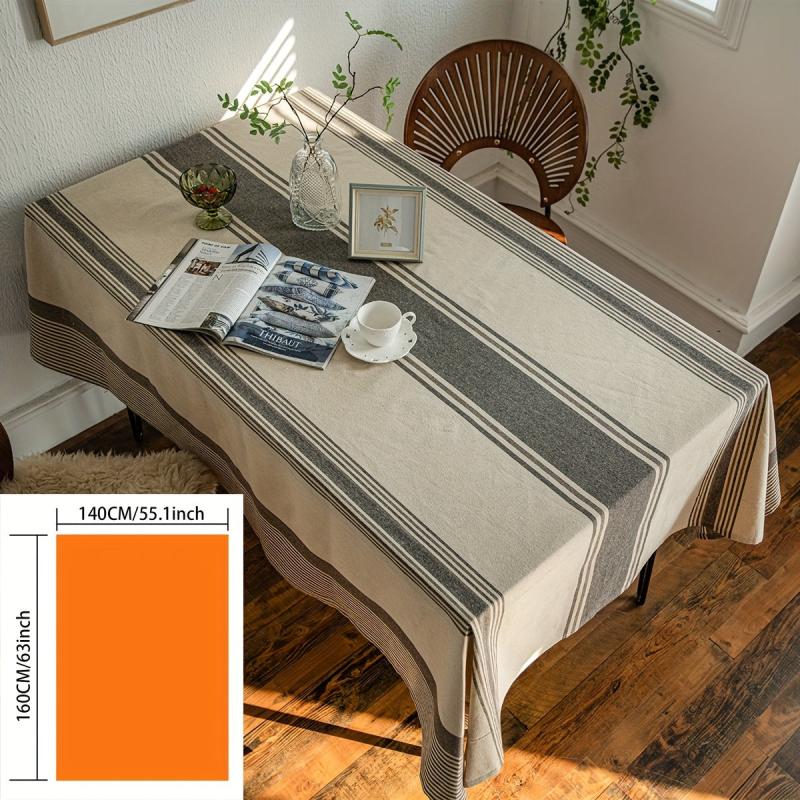 Polyester Striped Tablecloth Japanese Style Table Cover