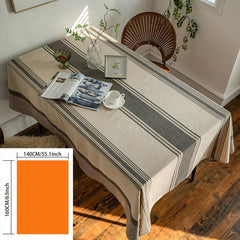 Polyester Striped Tablecloth Japanese Style Table Cover