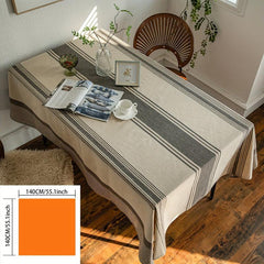 Polyester Striped Tablecloth Japanese Style Table Cover