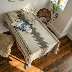 Polyester Striped Tablecloth Japanese Style Table Cover