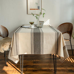 Polyester Striped Tablecloth Japanese Style Table Cover