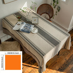 Polyester Striped Tablecloth Japanese Style Table Cover
