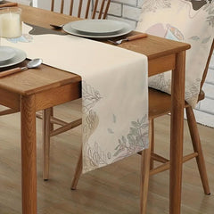 Polyester Table Runner Coffee Beans Pattern Beige Heat Resistant