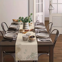 Polyester Table Runner Coffee Beans Pattern Beige Heat Resistant