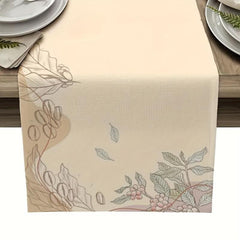 Polyester Table Runner Coffee Beans Pattern Beige Heat Resistant