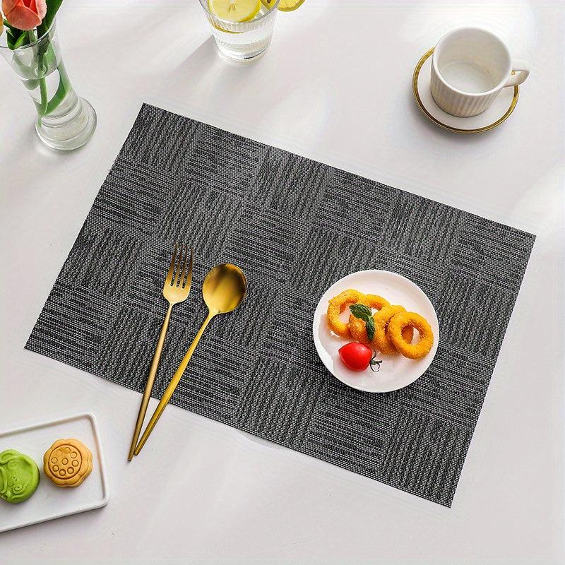 6pcs Solid PVC Table Mats Washable Waterproof Heat Insulation Placemat