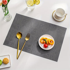 6pcs Solid PVC Table Mats Washable Waterproof Heat Insulation Placemat