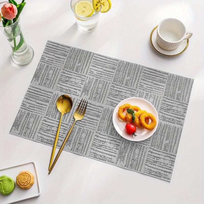 6pcs Solid PVC Table Mats Washable Waterproof Heat Insulation Placemat