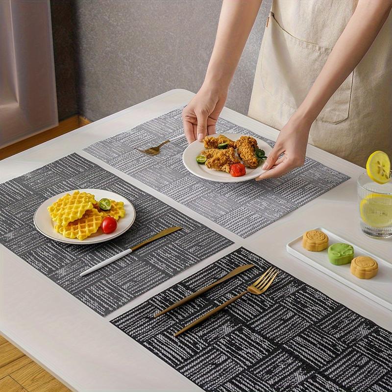 6pcs Solid PVC Table Mats Washable Waterproof Heat Insulation Placemat
