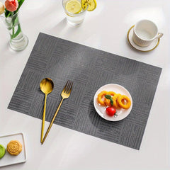 6pcs Solid PVC Table Mats Washable Waterproof Heat Insulation Placemat