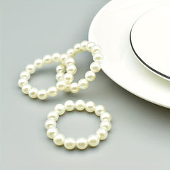 6pcs Pearl Napkin Rings Wedding Party Table Decoration