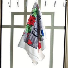 2pcs Christmas Hand Towels: Socks Pattern Scouring Pad Merry Christmas Dish Clot
