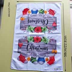 2pcs Christmas Hand Towels: Socks Pattern Scouring Pad Merry Christmas Dish Clot