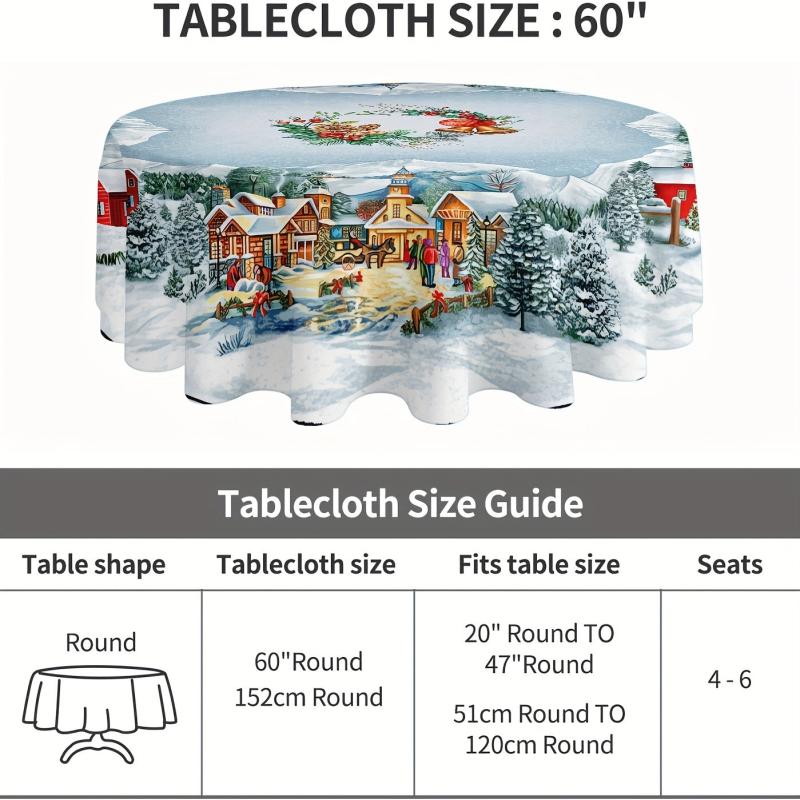 Polyester Tablecloth Merry Christmas Table Cover Holiday Decoration