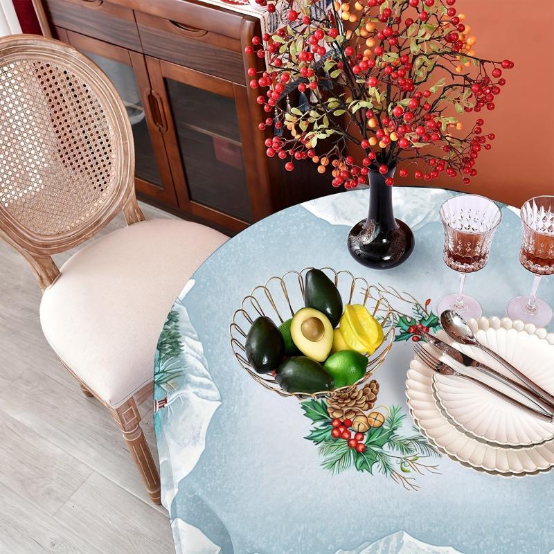 Polyester Tablecloth Merry Christmas Table Cover Holiday Decoration