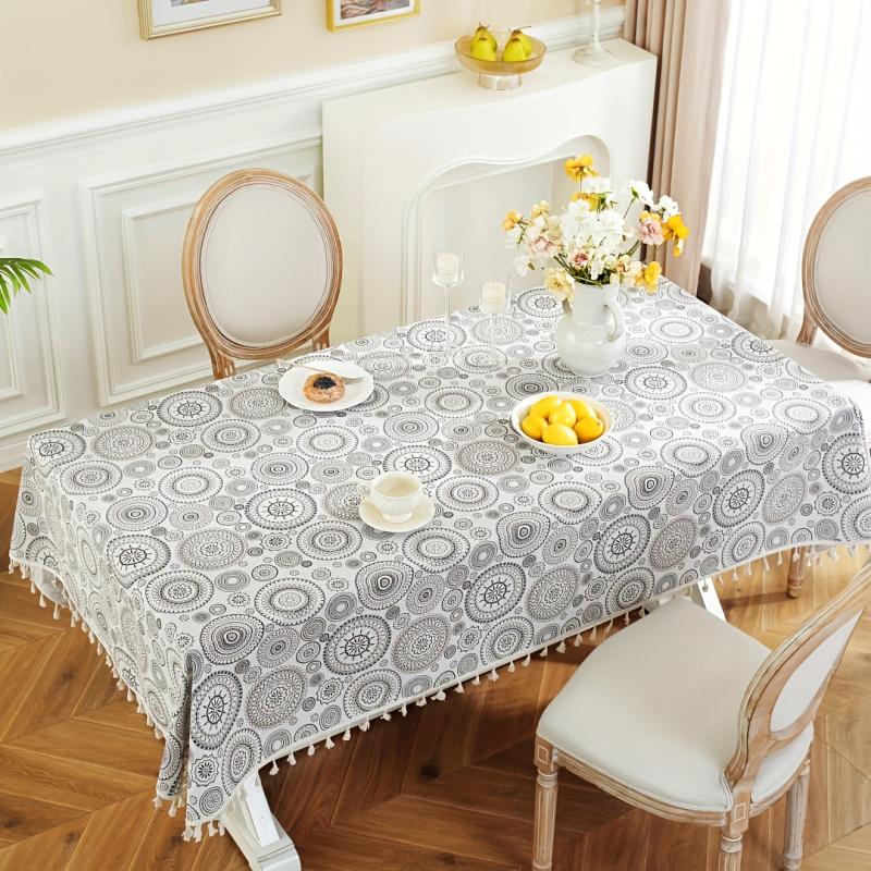 Geometric Circle Pattern Tablecloth - Outdoor Picnics Camping Birthday Parties