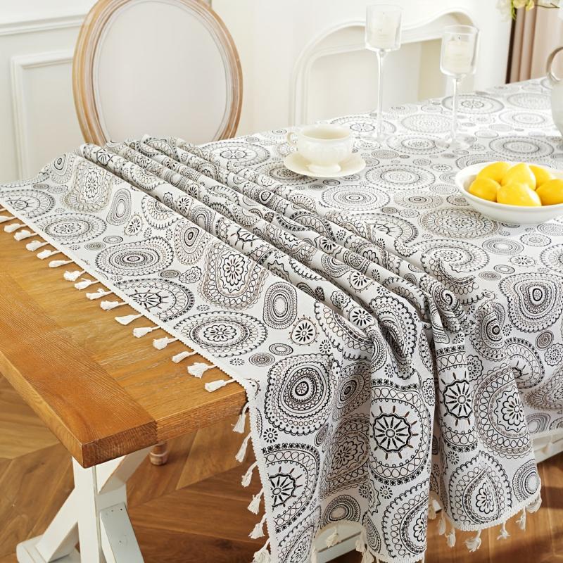 Geometric Circle Pattern Tablecloth - Outdoor Picnics Camping Birthday Parties