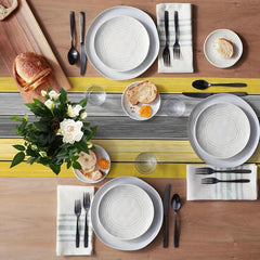 Rustic Burlap Linen Table Runner Farmhouse Style Dining Barn Wood Gray Yellow