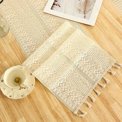 Bohemian Macrame Crochet Table Runner Vintage Farmhouse Style