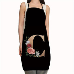 Polyester Waterproof Adjustable Suspenders Apron Letter Flower Pattern