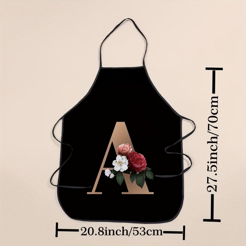 Polyester Waterproof Adjustable Suspenders Apron Letter Flower Pattern
