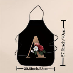 Polyester Waterproof Adjustable Suspenders Apron Letter Flower Pattern