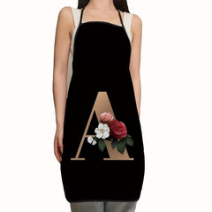 Polyester Waterproof Adjustable Suspenders Apron Letter Flower Pattern