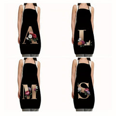 Polyester Waterproof Adjustable Suspenders Apron Letter Flower Pattern