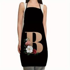 Polyester Waterproof Adjustable Suspenders Apron Letter Flower Pattern