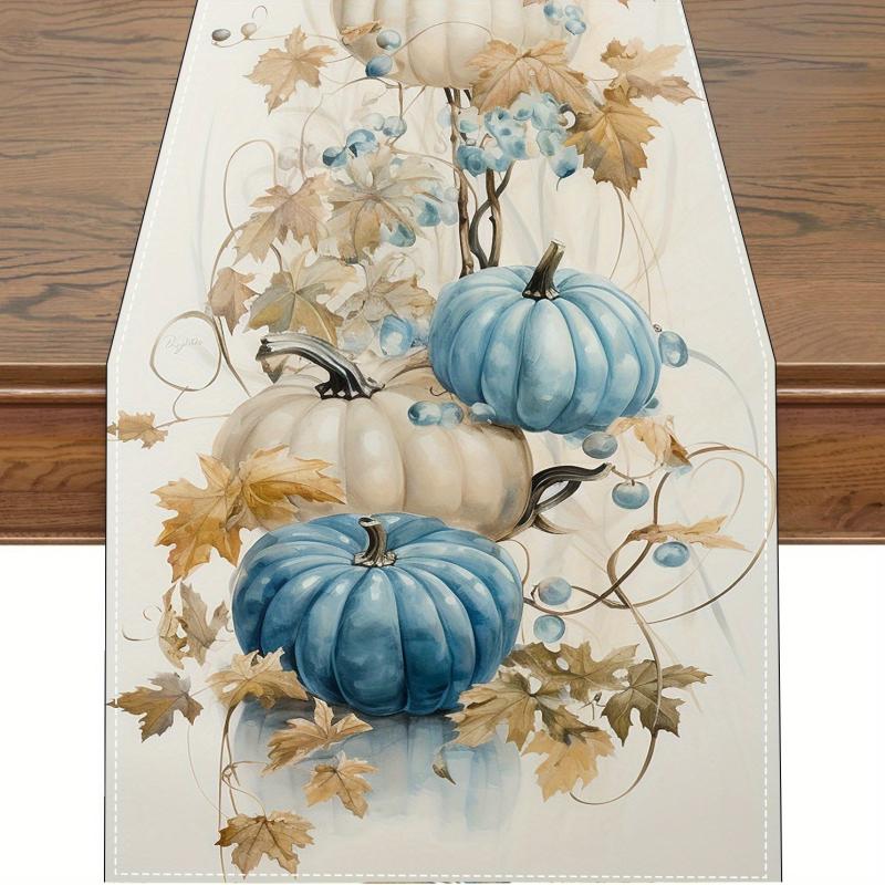 Autumn Pumpkin Table Runner Halloween Decor Indoor Parties Dresser Scarf