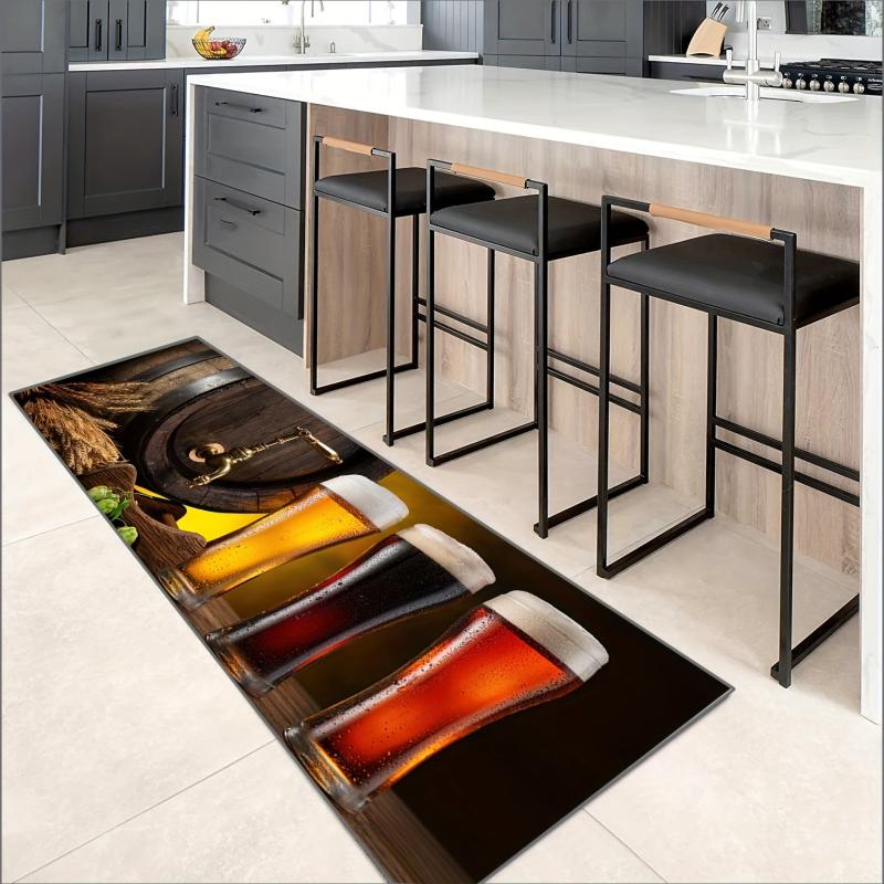 2pcs Beer Anti Fatigue Kitchen Rugs Absorbent Non Slip Cushioned Mats