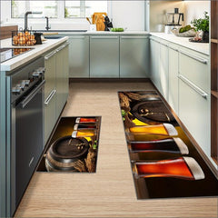 2pcs Beer Anti Fatigue Kitchen Rugs Absorbent Non Slip Cushioned Mats