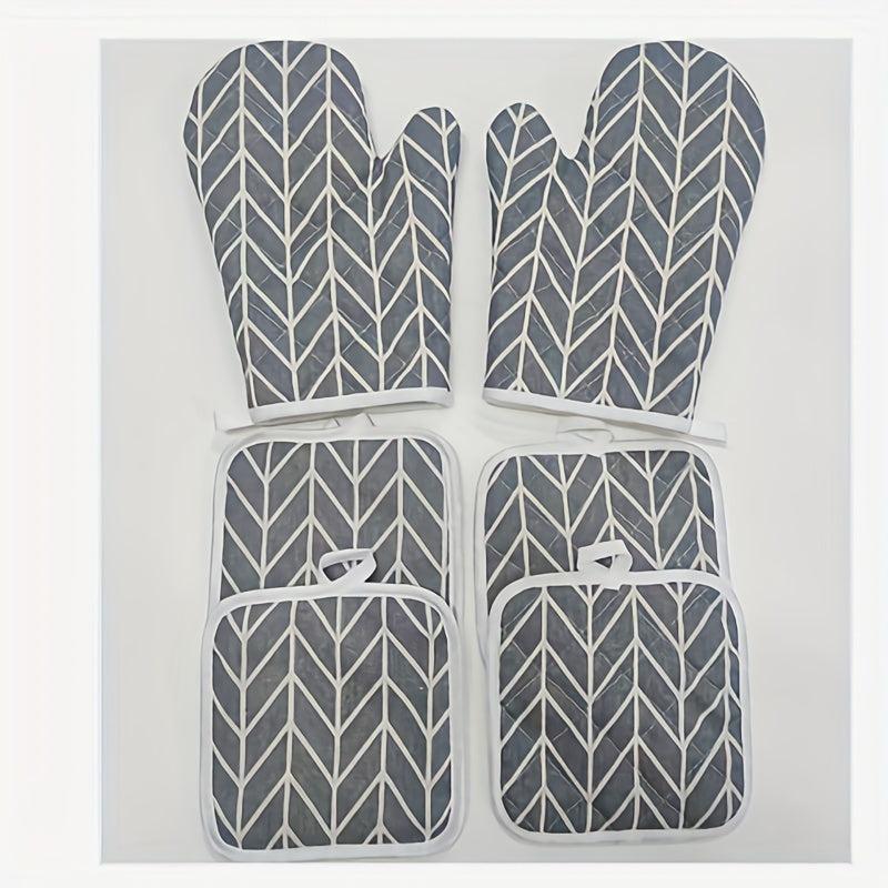 6pcs Cotton Kitchen Gloves Set Heat Insulation Mat Oven Mitts And Pot Holder