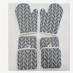 6pcs Cotton Kitchen Gloves Set Heat Insulation Mat Oven Mitts And Pot Holder